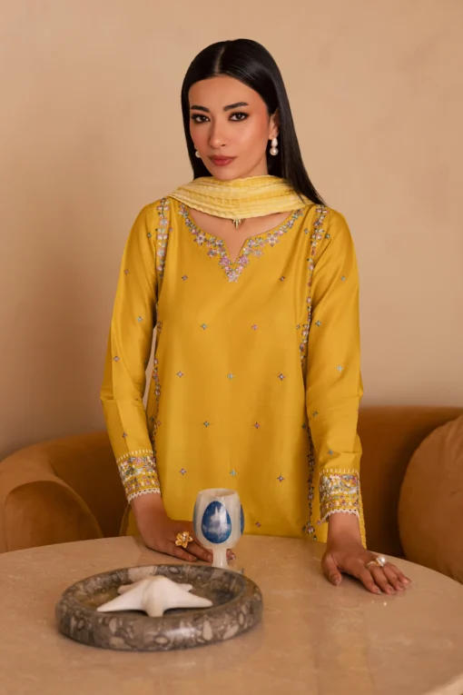 Misol 3Pc - Embroidered Solid Dress - Image 5