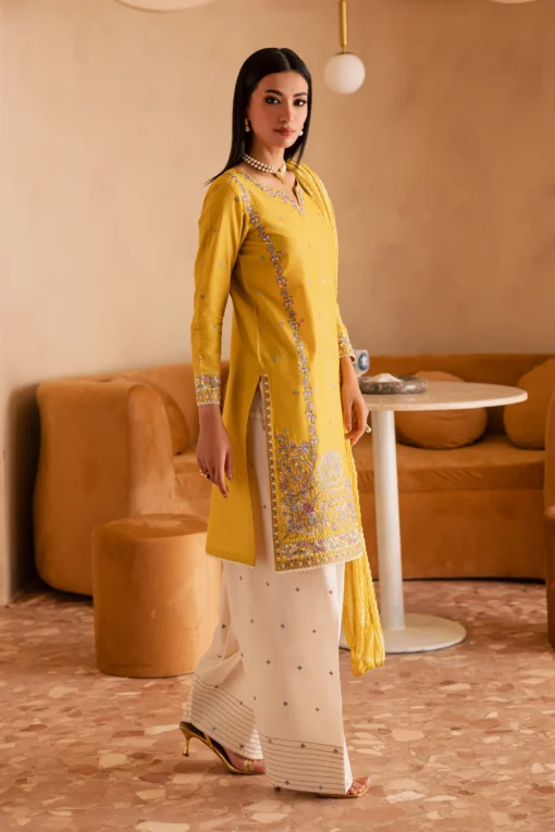 Misol 3Pc - Embroidered Solid Dress - Image 3