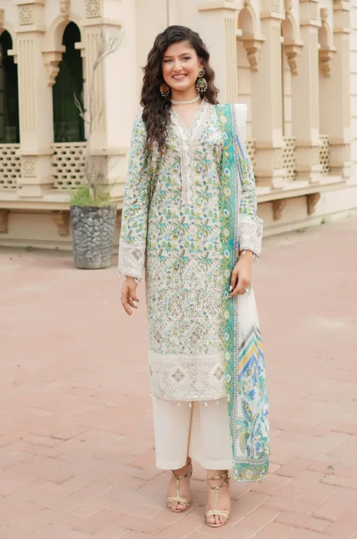 Munira Falak Lawn MSL 02 Cream - Image 4