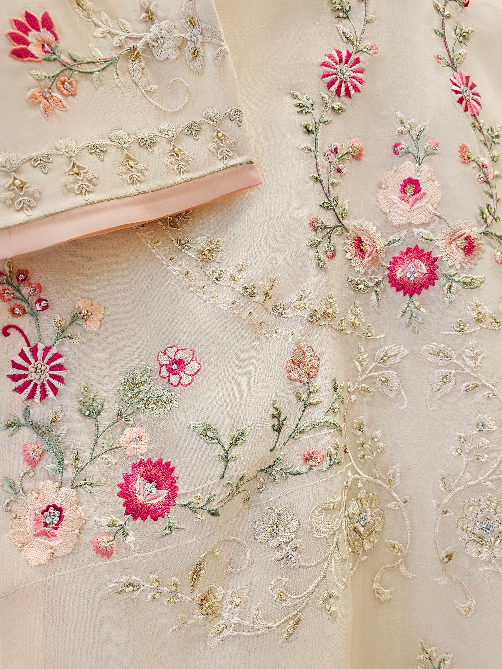 3 Piece - Pure Organza Embroidered Suit - Image 6