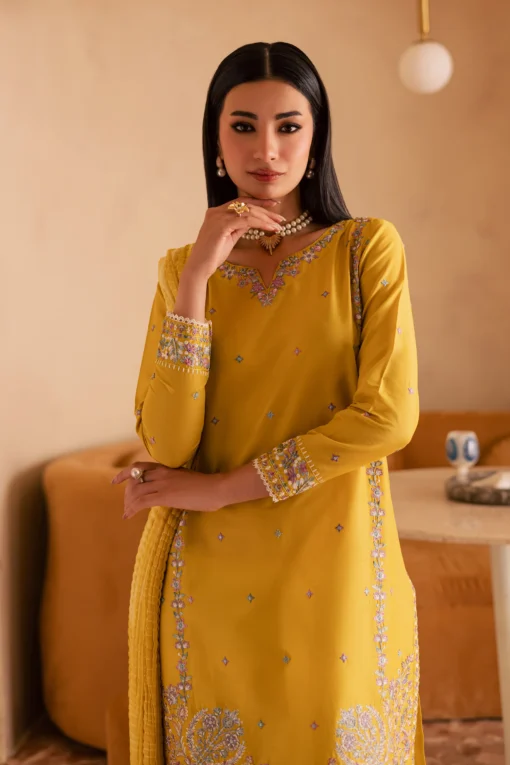 Misol 3Pc - Embroidered Solid Dress - Image 6