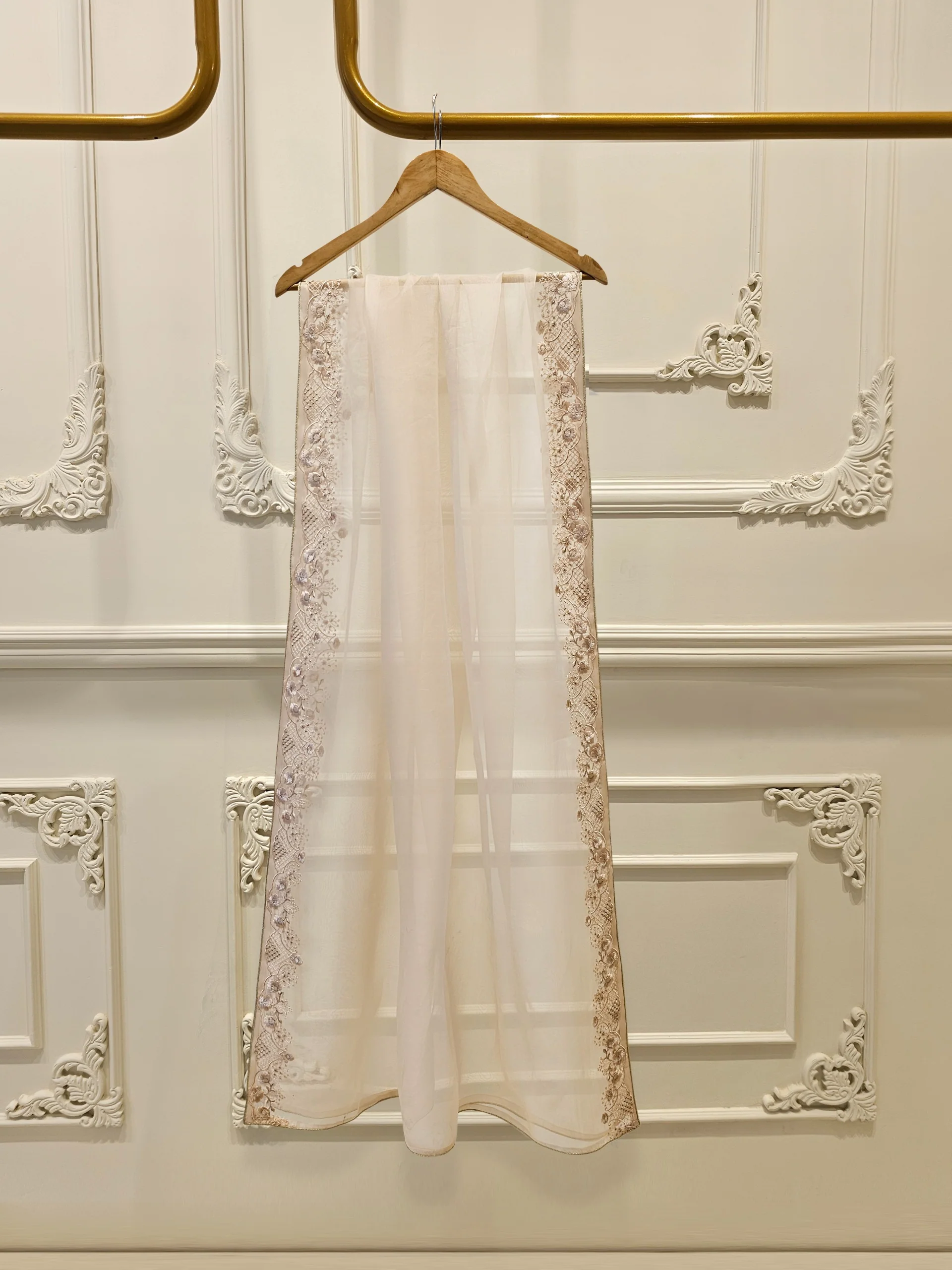 3 Piece - Pure Organza Embroidered Suit - Image 7