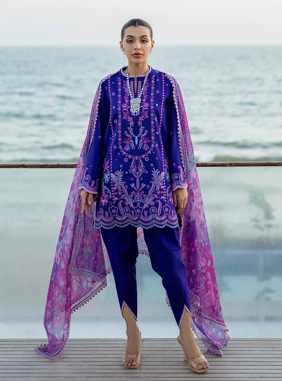 Zainab Chottani Tahra Embroidered Lawn Unstitched 3Pc Suit D-11 ALAYAH - Image 4