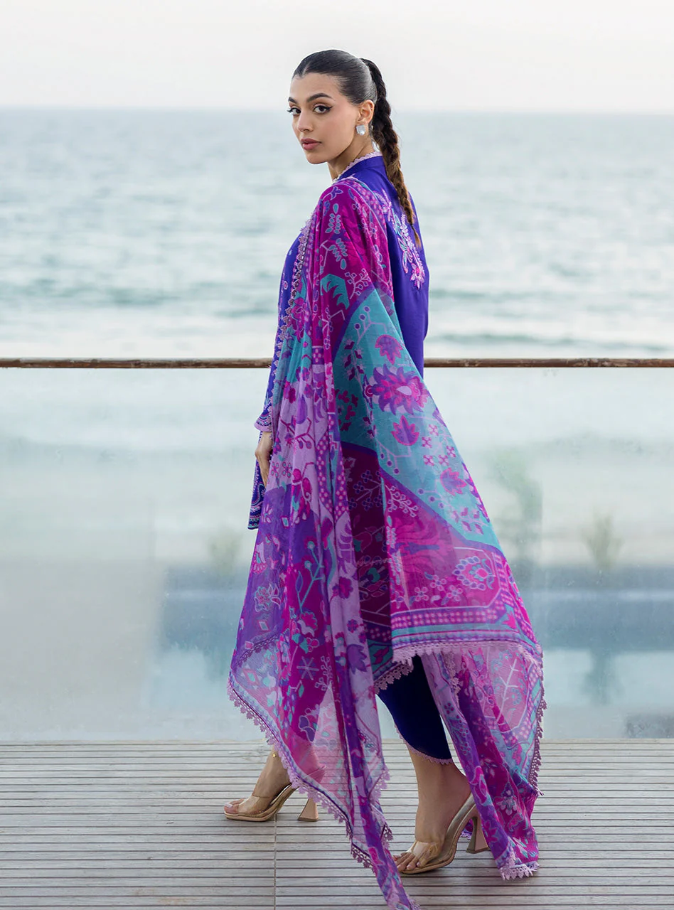 Zainab Chottani Tahra Embroidered Lawn Unstitched 3Pc Suit D-11 ALAYAH - Image 5