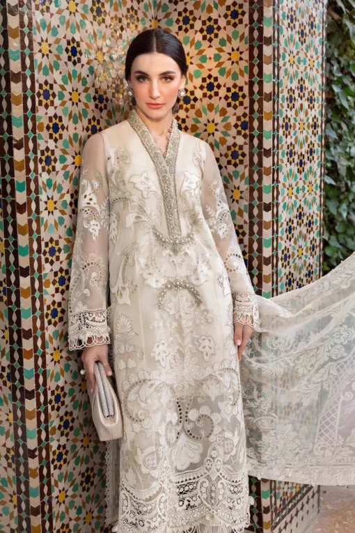 Maria.B Voyage a Luxe Embroidered Lawn Unstitched 3Pc Suit D-2506-A - Image 4