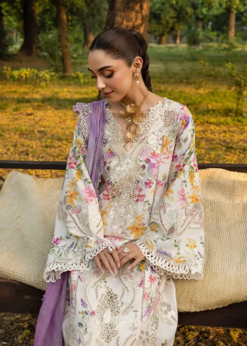 Crimson Tasawar Luxe Lawn Unstitched 3Pc Suit D-2B PETALS AND PROMISES - Image 2