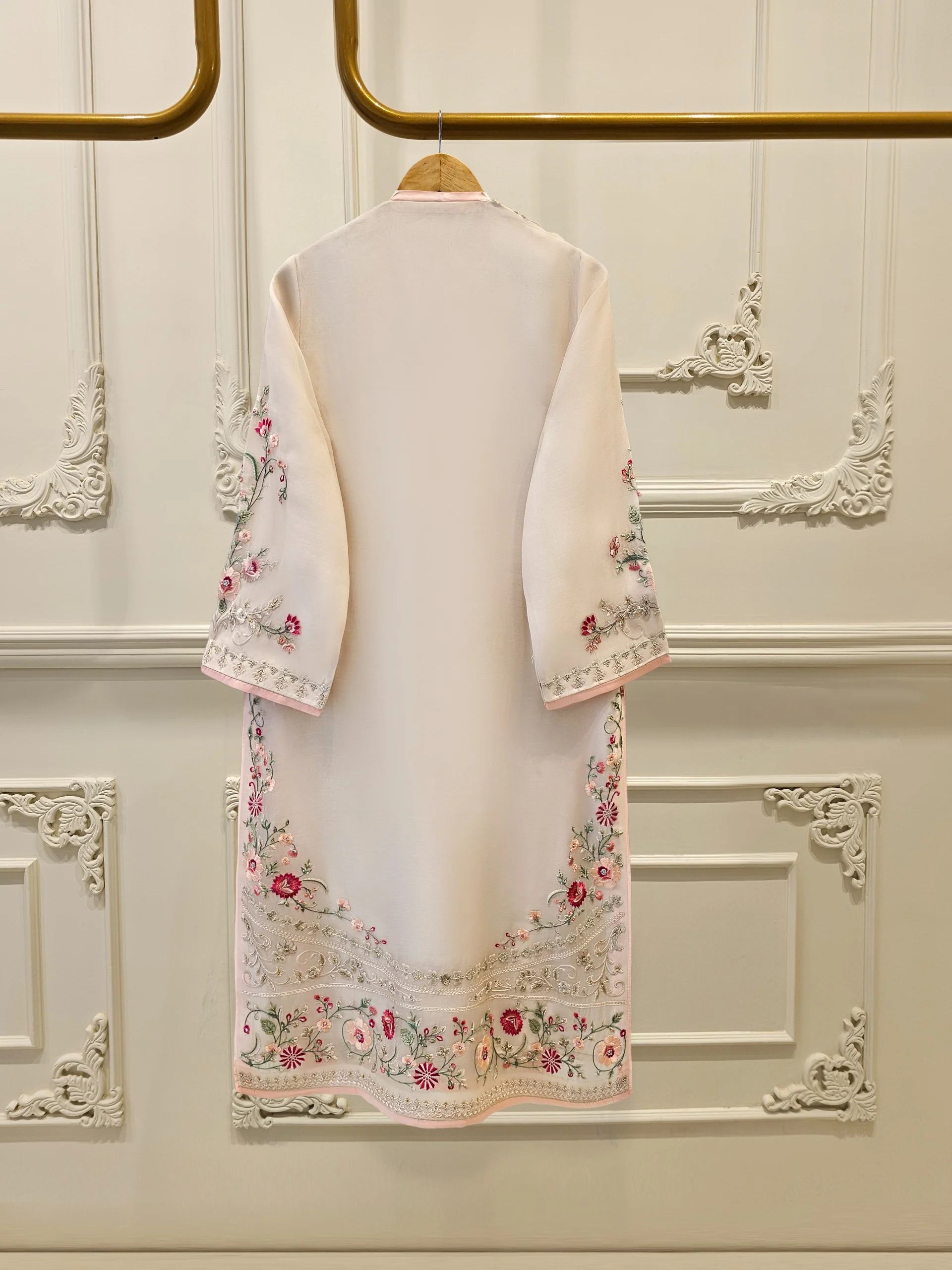 3 Piece - Pure Organza Embroidered Suit - Image 9