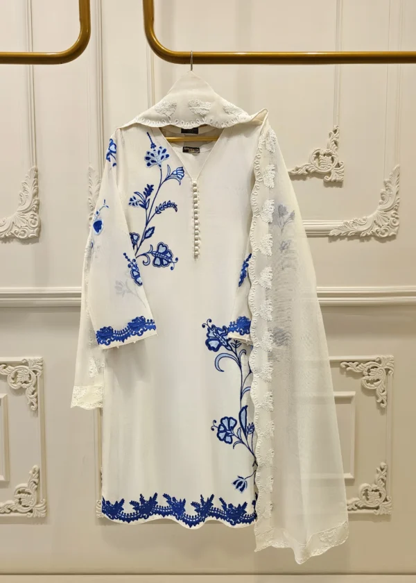 3 Piece - Pure Embroidered Cotton Net Suit