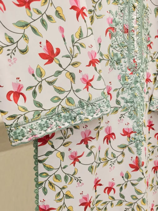2 Piece - Digital Printed Embroidered Lawn Suit - Image 4