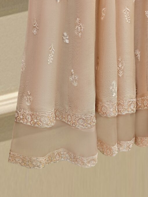 3 Piece - Pure Embroidered Cotton Net Suit - Image 4