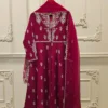 3 Piece - Pure Chiffon Embroidered Frock S111814