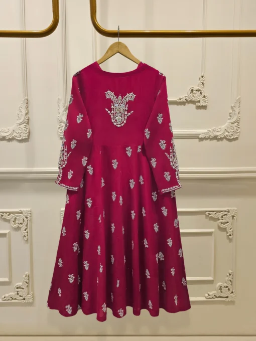 3 Piece - Pure Chiffon Embroidered Frock S111814 - Image 4