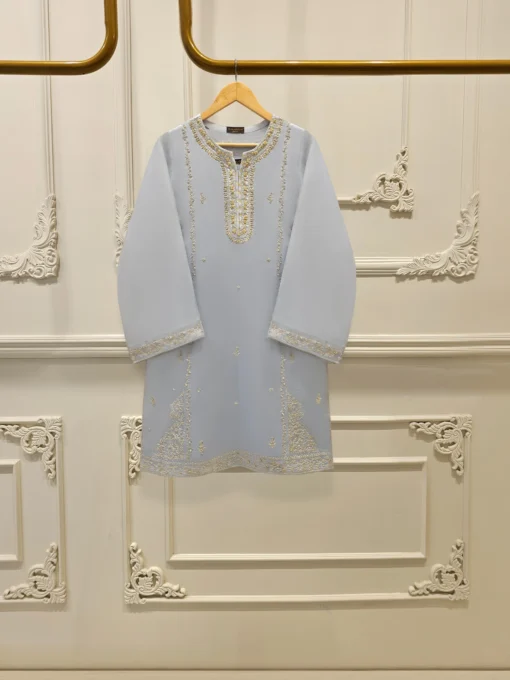 2 Piece- Pure Embroidered Sheesha Silk Suit S111845 - Image 2