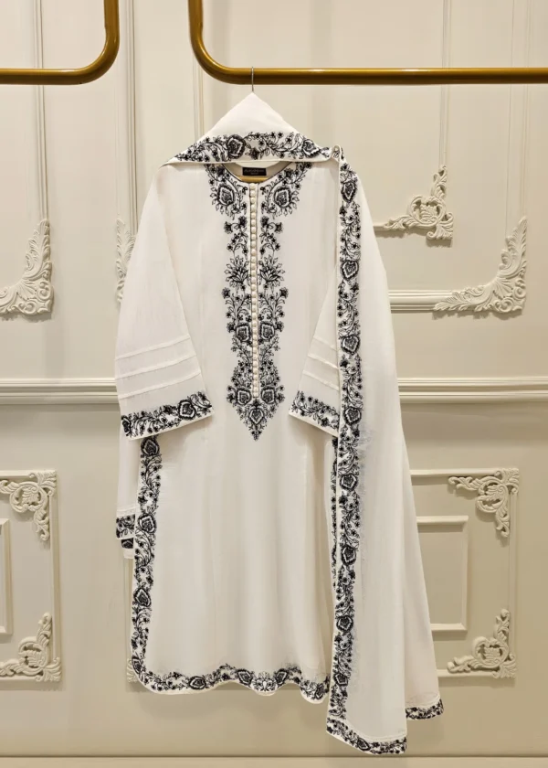 3 Piece - Pure Embroidered Cotton Net Suit