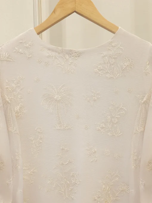 3 Piece - Pure Embroidered Cotton Net Suit - Image 6
