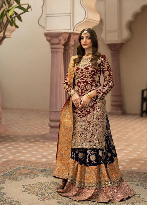 Lehenga in Maroon by Haseens Official - YTP2982