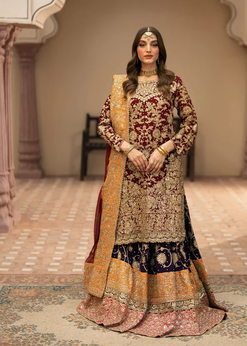 Lehenga in Maroon by Haseens Official - YTP2982 - Image 5