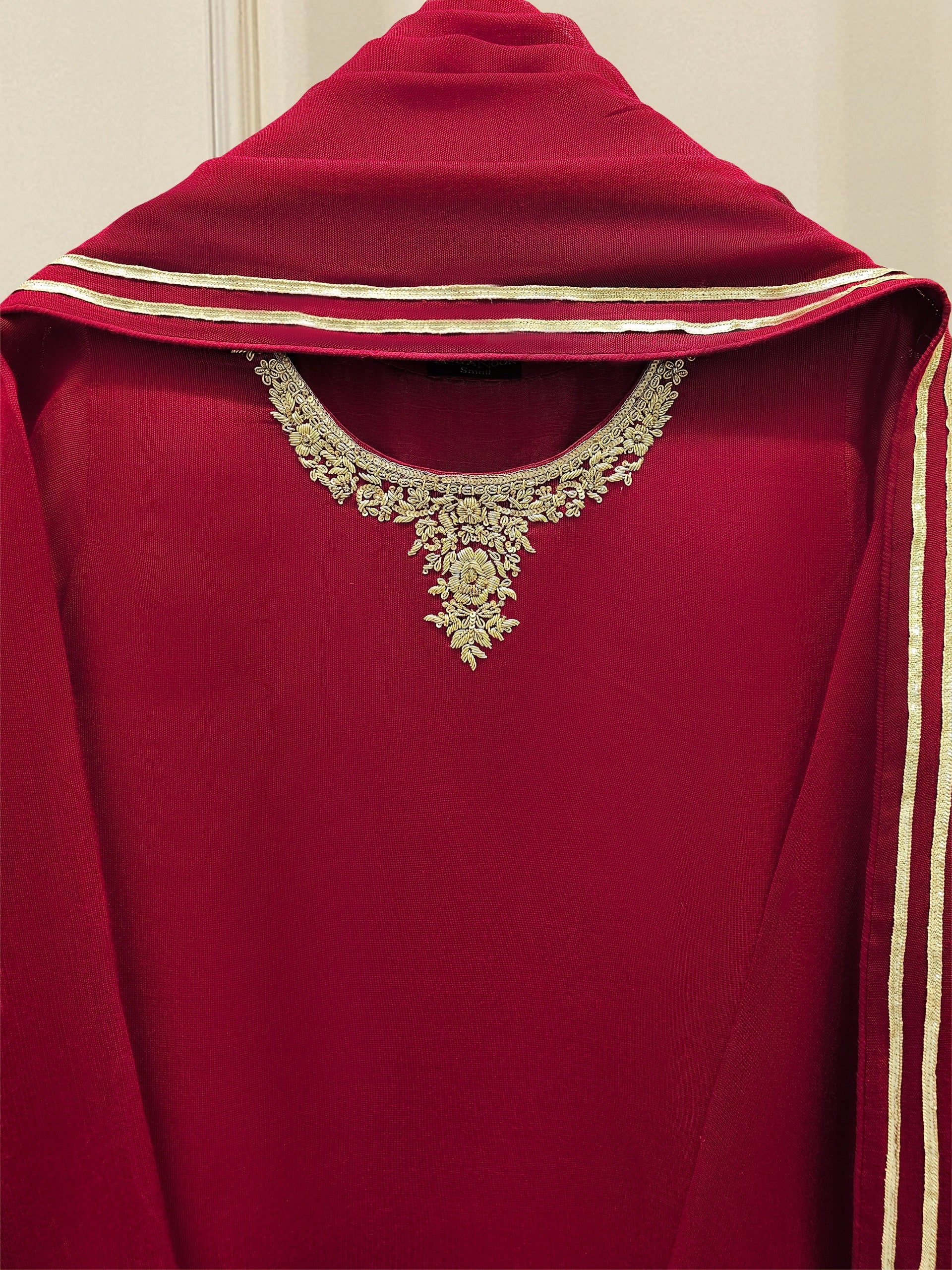 3 Piece - Pure Embroidered Cotton Net Suit - Image 3