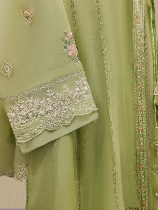 3 Piece - Pure Embroidered Cotton Net Suit - Image 2