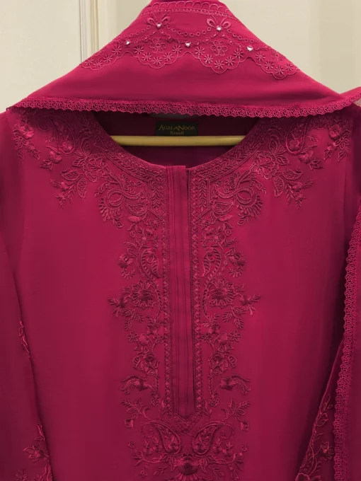 2 Piece - Embroidered Kora Cotton Silk Suit - Image 7