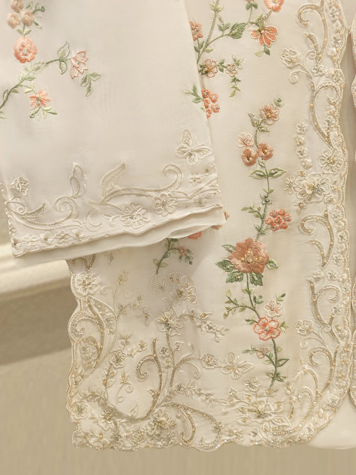 2 Piece- Pure Sheesha Silk Embroidered Suit - Image 2