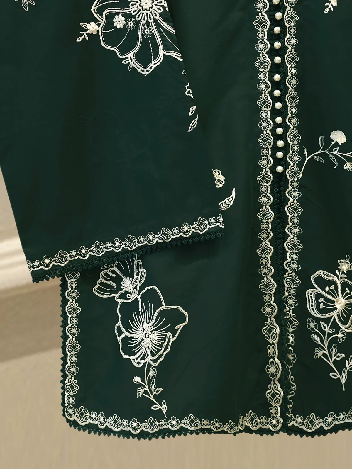 2 Piece - Embroidered Cambric Suit GREEN - Image 3