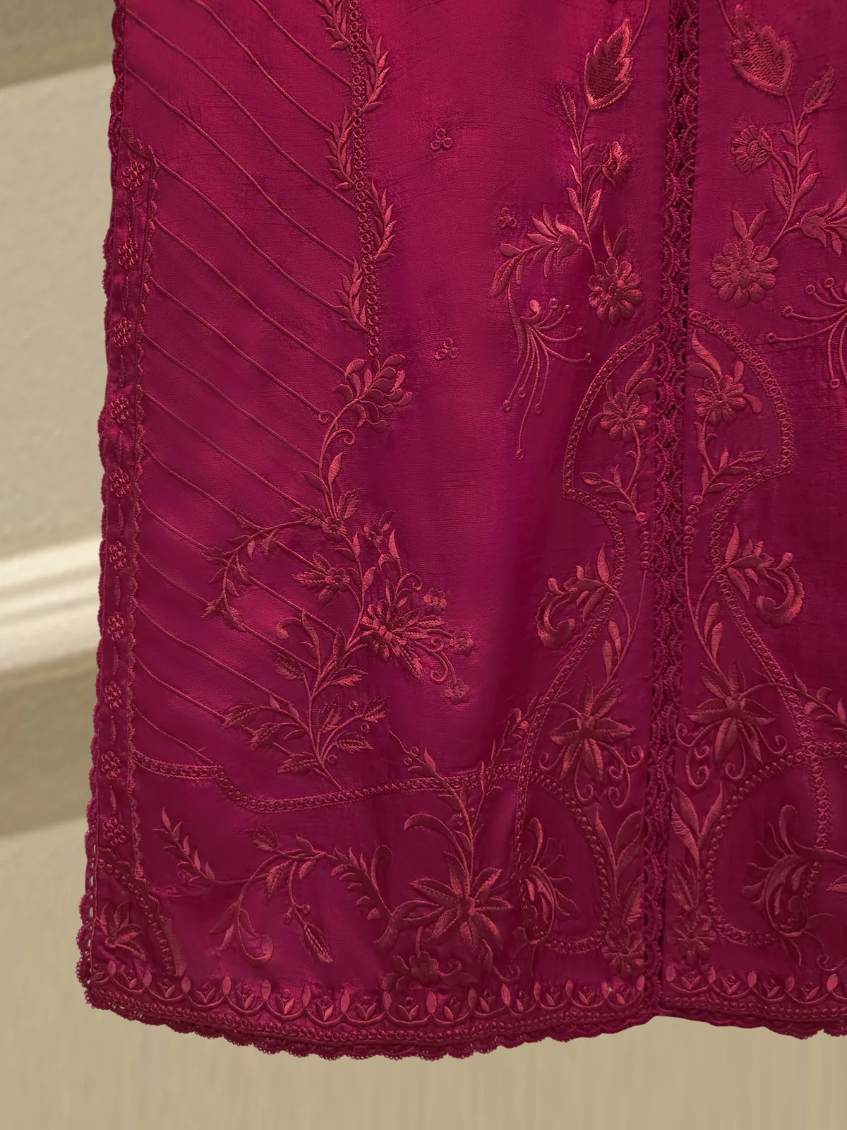 3 Piece- Pure Korean Silk Embroidered Suit - Image 3