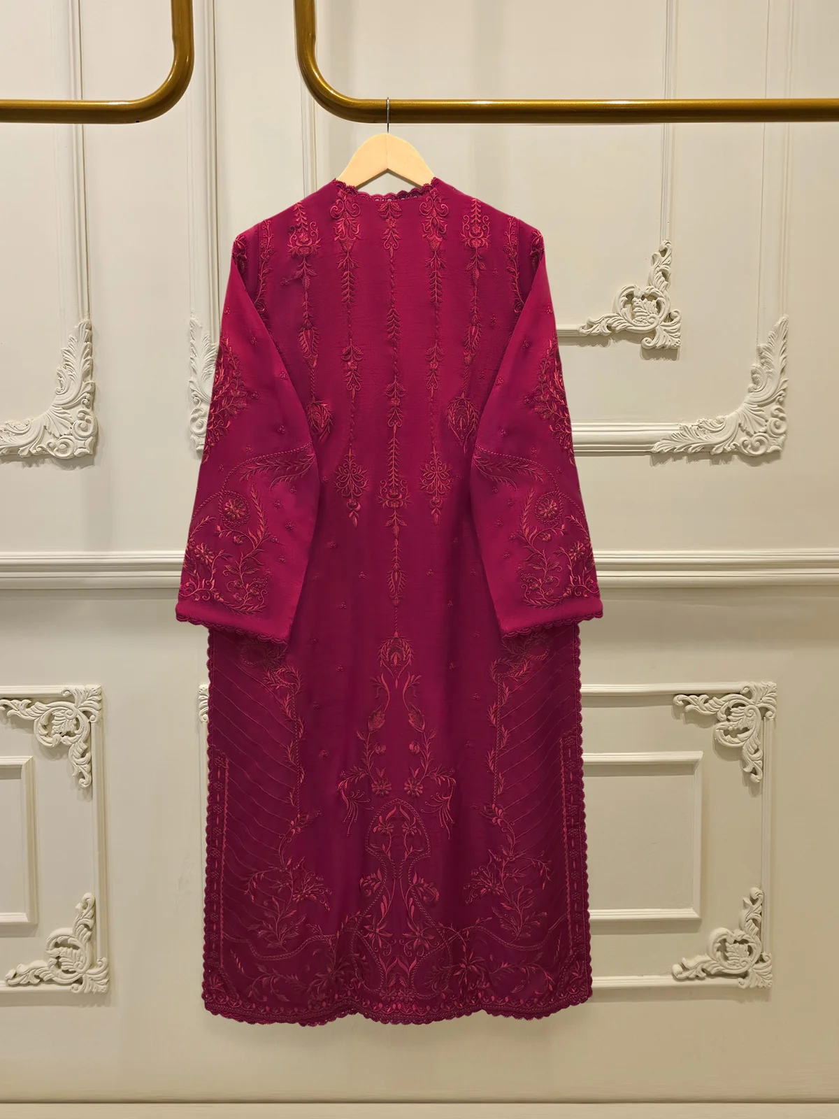 3 Piece- Pure Korean Silk Embroidered Suit - Image 4