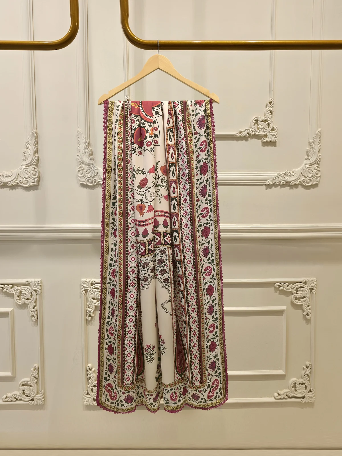 3 Piece- Pure Korean Silk Embroidered Suit - Image 5