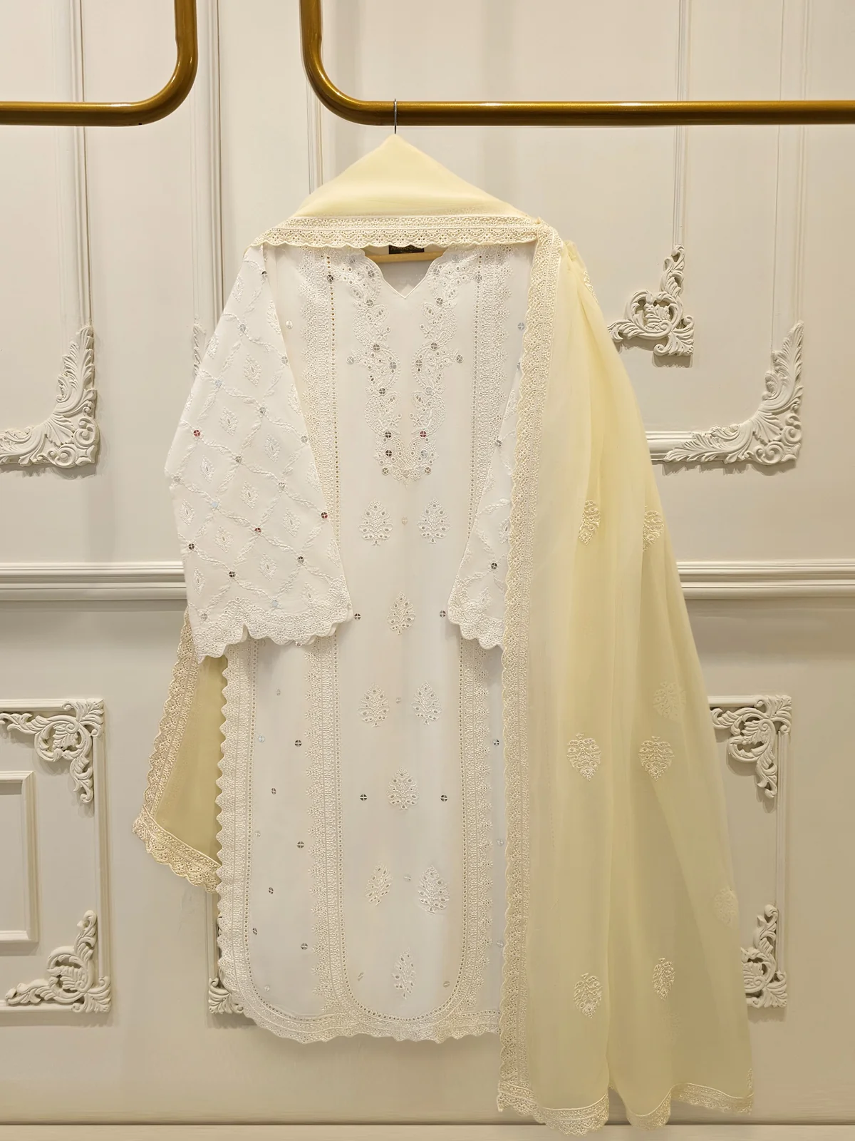 3-Piece Embroidered Cambric Suit