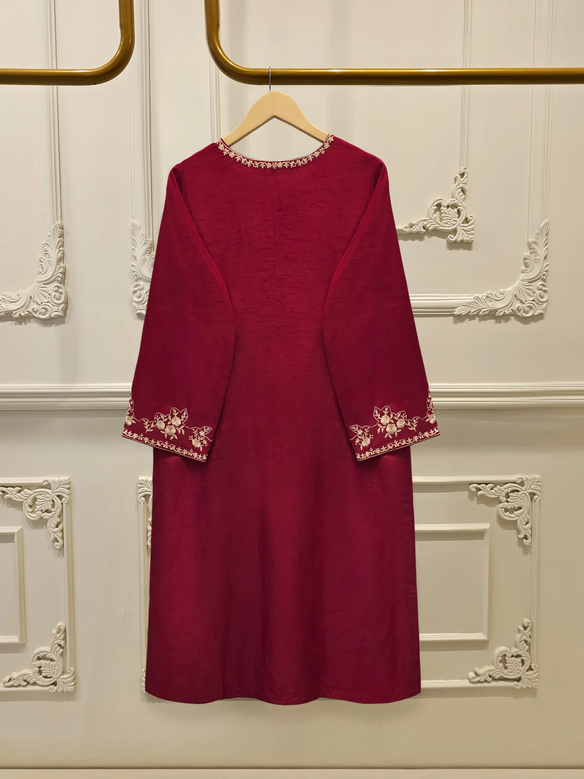 3 Piece- Pure Korean Silk Embroidered Suit - Image 4