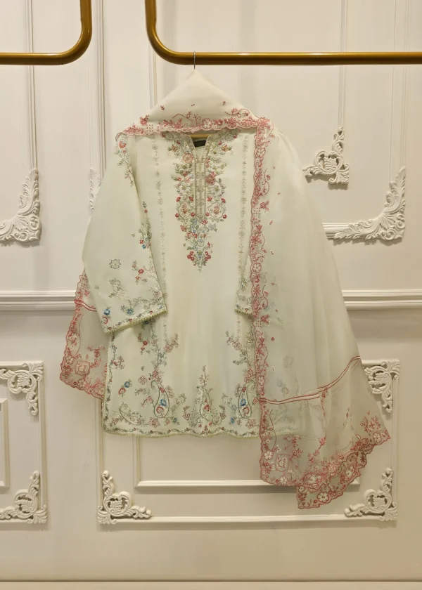 3 Piece- Pure Sheesha Silk Embroidered Suit