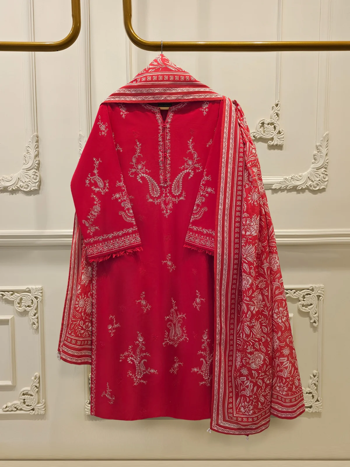 2 Piece - Embroidered Cambric Suit