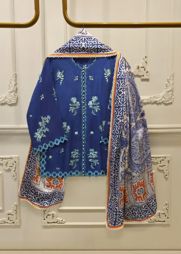 3 Piece- Pure Korean Silk Embroidered Suit