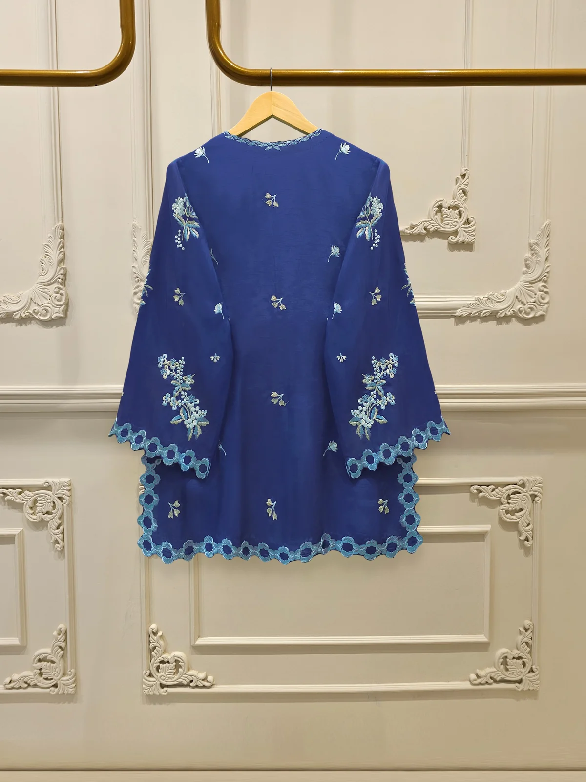 3 Piece- Pure Korean Silk Embroidered Suit - Image 4