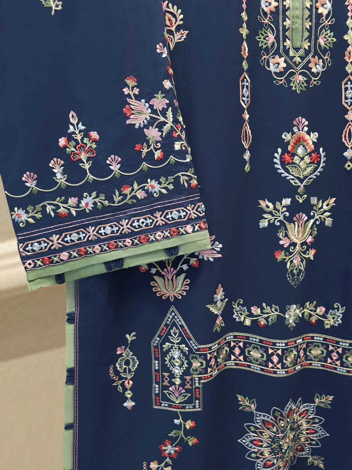 2 Piece - Embroidered Cambric Suit - Image 2