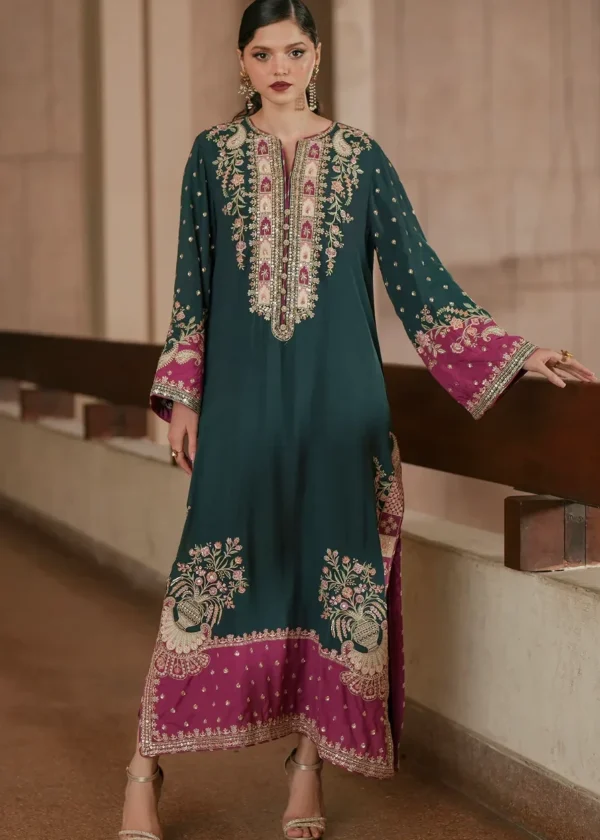 Ethnic Seagreen Silk Formal