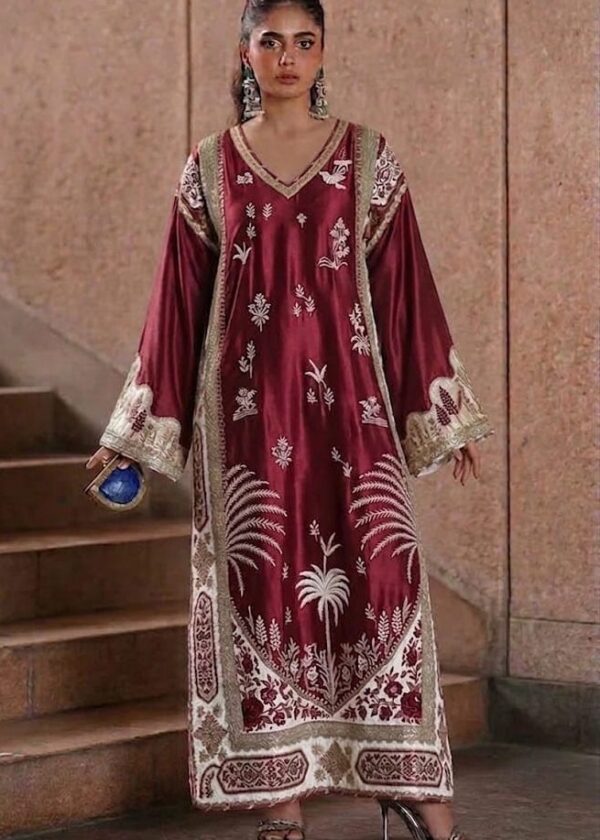 Ethnic Red Sheesha Silk Formal