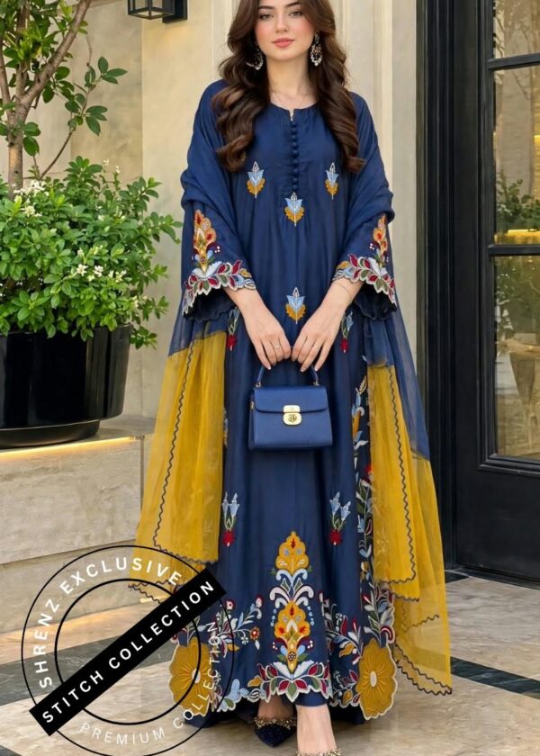 Shrenz 3 Piece Stitched Silk Pret