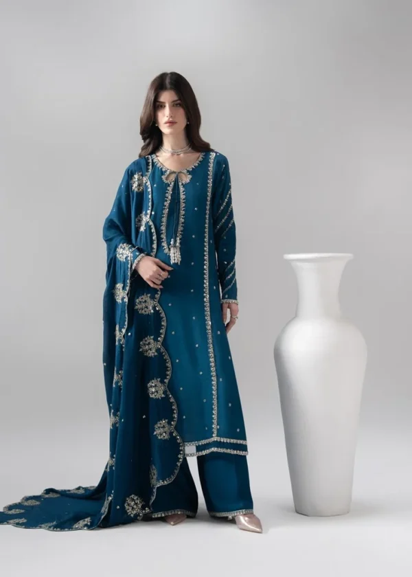 Teal RAW SILK Suit