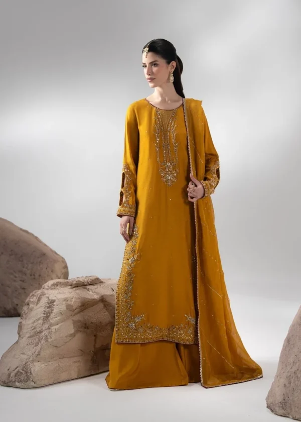 Mustard raw silk suit